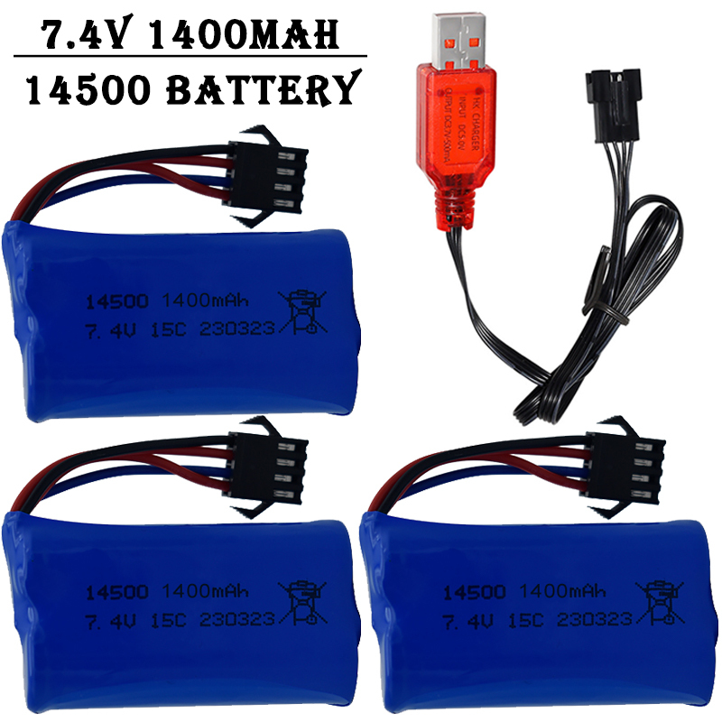 Drone Battery Li-Ion - 7.4V 1400mAh 14500 Lithium-Ion Batterij/Met SM4P