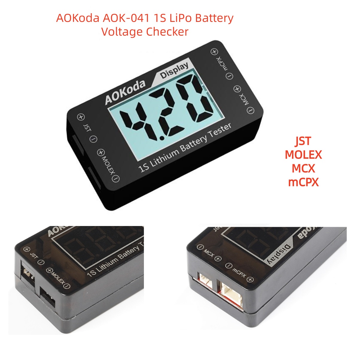 Drone Battery Voltage Checker - AOKoda AOK-041 1S LiPo batterijspanningscontrole tester