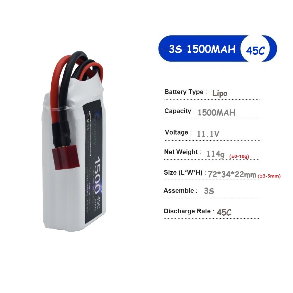 11.1V LiPo Batterij 3S 1500mAh - Drone Battery Li-Ion recensie en prijs
